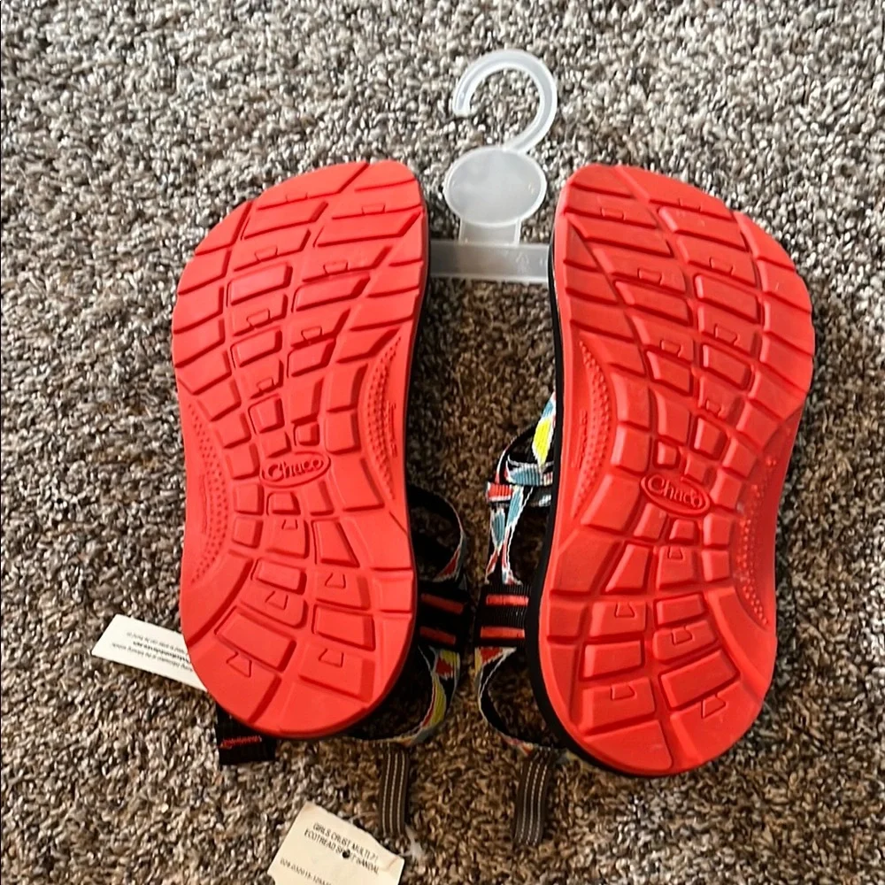 Chaco Kids Size 3 Multi Z1 Ecotread Sandals Black w/ multi colored Straps NWT